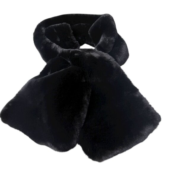 Isaac Mizrahi Accessories - ISAAC MIZRAHI Live Black Faux Fur Scarf Plaid Satin Lining Evening Luxury NWOT